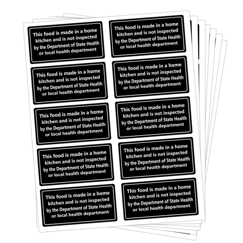 8812 Home Kitchen Food Safety Labels,2x1 Inch Food is Made in a Home